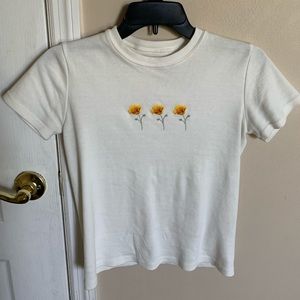 Brandy Melville flower embroidered shirt